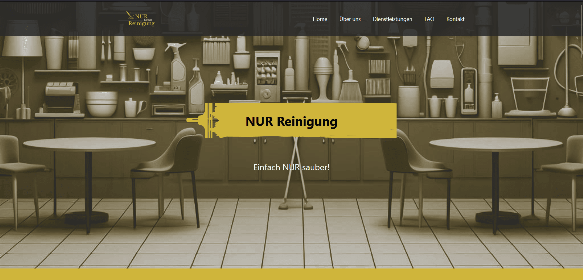 Nur Reinigung homepage showing the hero and service navigation